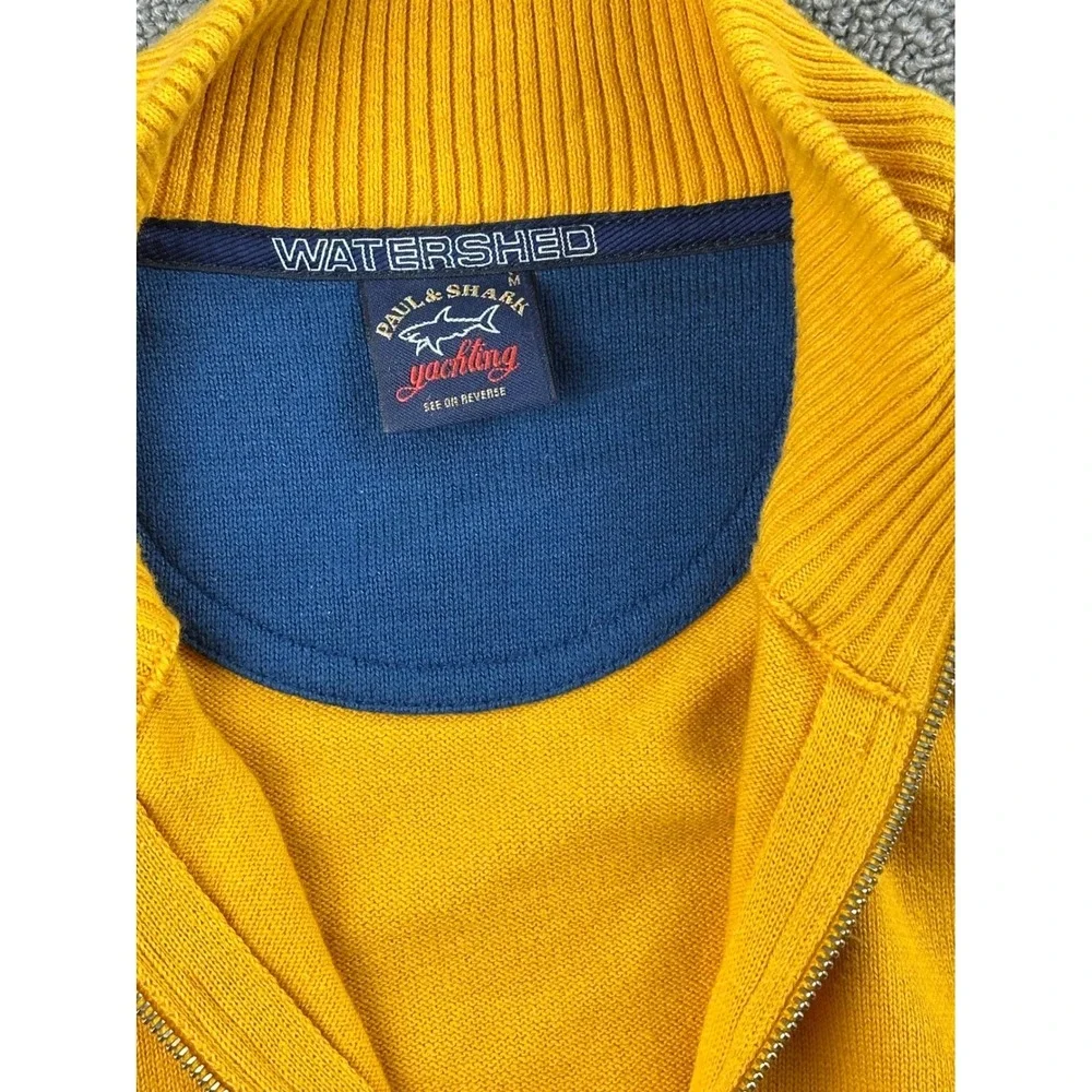 Paul & Shark Yachting Sweater Mens M Quarter Zip Yellow Watershed 100%‎ Cotton